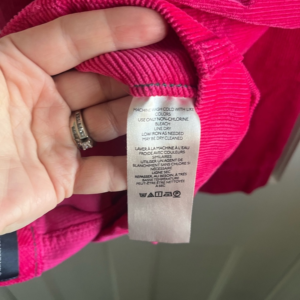 Anthropologie Maeve Colette Cropped Wide Leg Corduroy Hot Fuchsia Pink Pants 28 - Picture 9 of 13